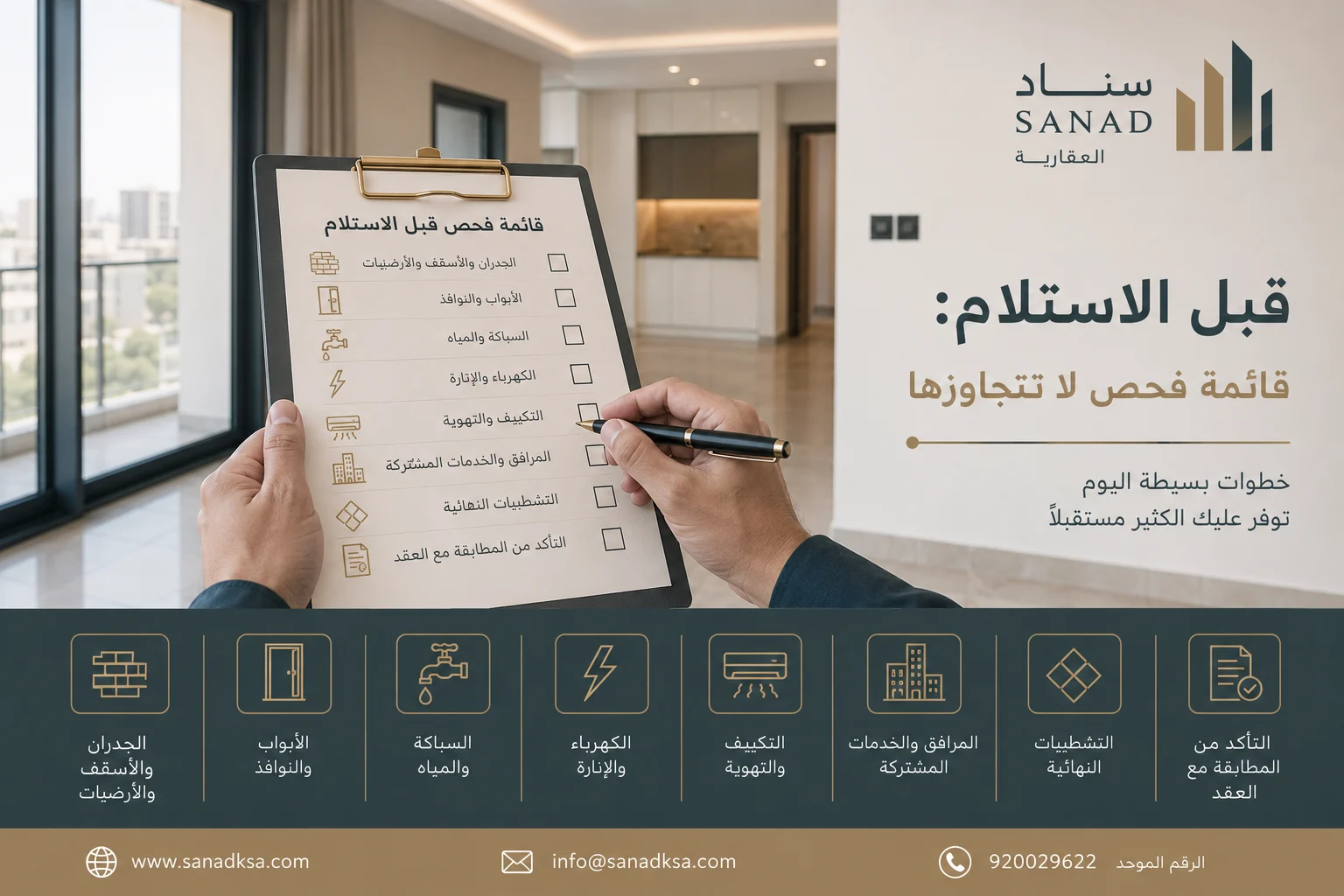 قبل الاستلام: قائمة فحص لا تتجاوزها
